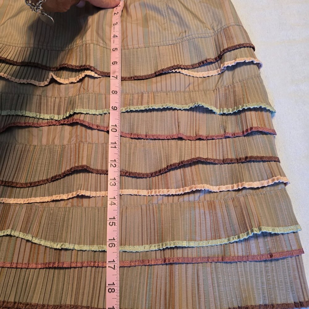 CYNTHIA by CYNTHIA STEFFE Size 6 Womens Tiered Skirt Mini Pleats Fall Colors - Picture 8 of 15